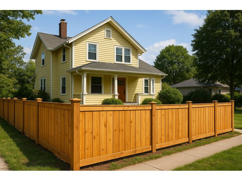 American Wood Boundary Fence Installation