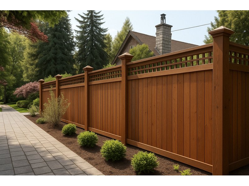 Premium Hardwood Fence with Decorative Lattice
