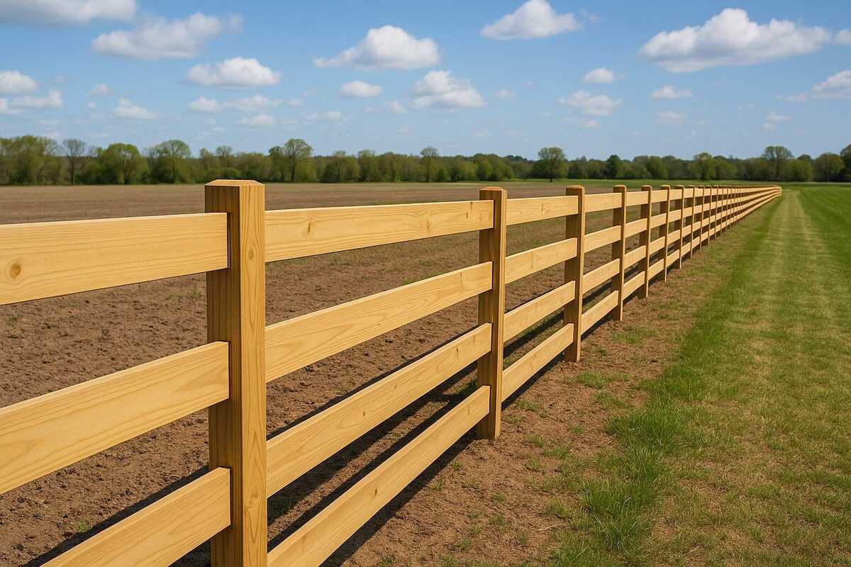 Wooden Ranch Fence Installation