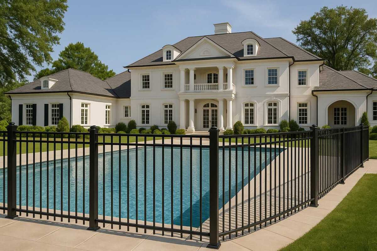Elegant House Pool Fence Installation