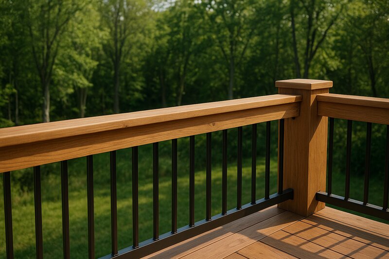 Premium Wood Deck Railing and Fence Installation by Dollar Fence - Professional Hardwood Craftsmanship